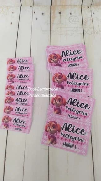 Etiqueta Escolar Personalizada Skye Patrulha 100 Unidades - foto 1