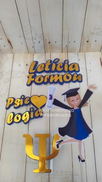 Topper de Bolo Formatura Psicologia 3d Personalizado - foto 1