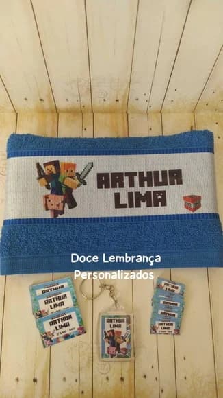 Kit Escolar Etiqueta, Toalhinha Minecraft Personalizado