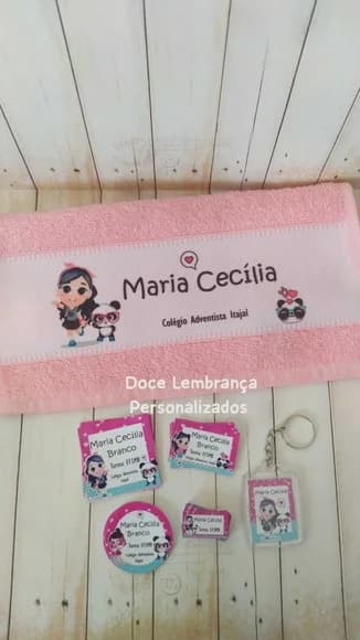 Kit Escolar Etiqueta, Toalhinha Loluca Panda Personalizada