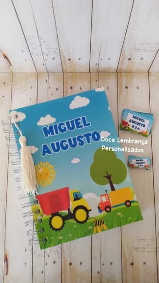 Kit Escolar Agenda Etiqueta Personalizada Caminhão Carrinho