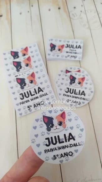 Etiqueta Escolar Personalizada Gatinho Cute