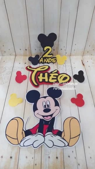 Topper de Bolo Mickey 3d Personalizado Mêsversario Aniversár - foto 1