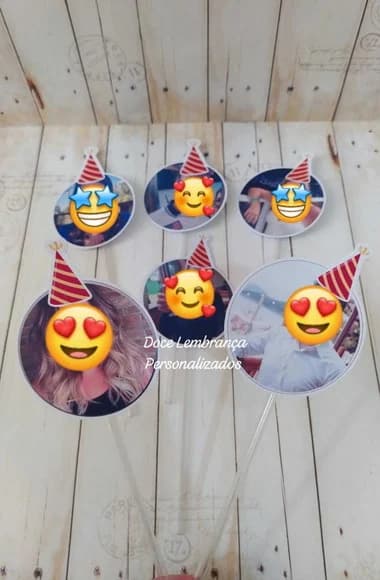 Topper de Bolo com Foto Carinha Chapeuzinho Aniversário