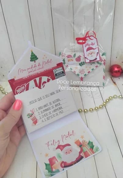 Caixa Kit Kat Cartinha Papai Noel Natal Brinde Fim de Ano