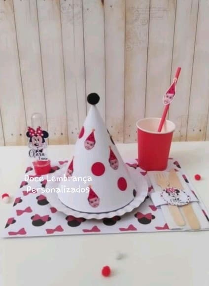Mesa Posta Kids Festa na Escola Minnie com Foto Carinha Bebê