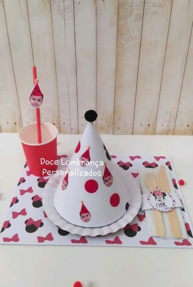 Mesa Posta Kids Minnie com Foto Carinha Bebê