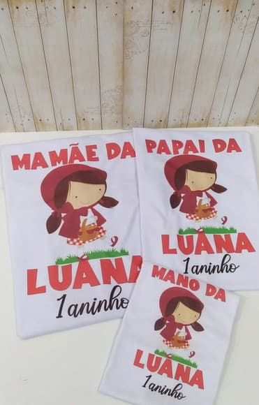 Kit Camisetas Aniversário Chapeuzinho Vermelho
