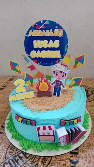 Topper de Bolo Festa Junina Mesversário Menino