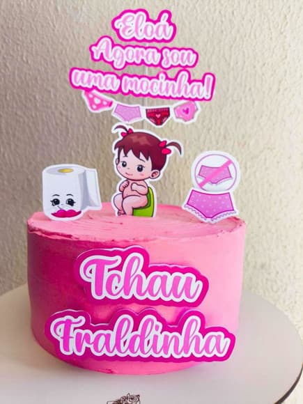 Topper de Bolo Tchau Fraldinha Personalizado