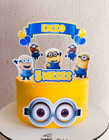 Topper de Bolo Mêsversario Minions Personalizado - foto 1