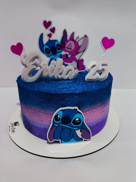 Topper de Bolo 3d Stitch e Angel - foto 1