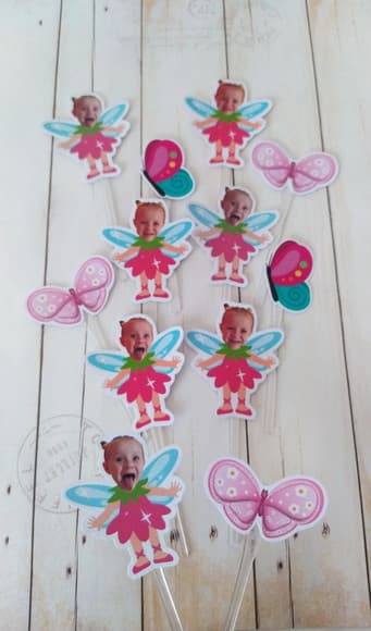Topper Fadinha Borboleta com Foto Carinha e Personagem