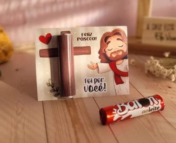 Card com Baton Jesus Páscoa Cristã Lembrancinha - foto 1