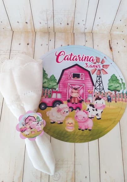Kit Aniversário Festa Mesa Posta Fazendinha Rosa