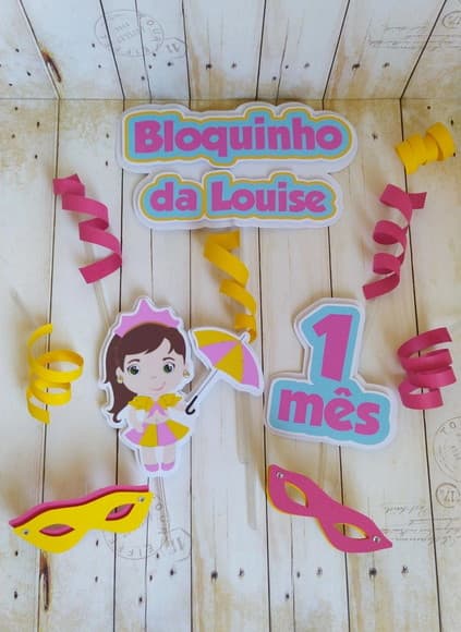 Topper de Bolo Bloquinho Carnaval Personalizado - foto 1