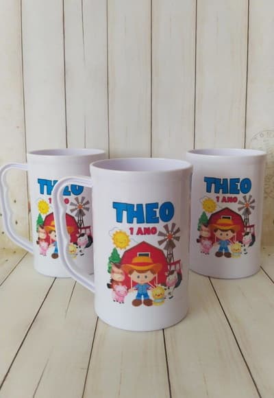 Caneca Acrilica Fazendinha Menino