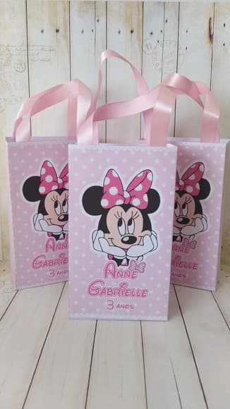 Sacolinha Personalizada Minnie Rosa Lembrancinha