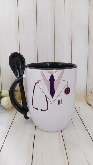Caneca com Colher Personalizada Médico Medicina - foto 1