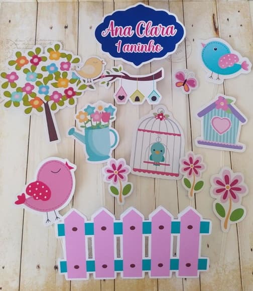 Topper para Bolo Jardim Encantado Personalizado