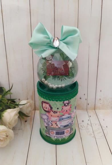 Cofrinho Personalizado com Esfera Safari Baby