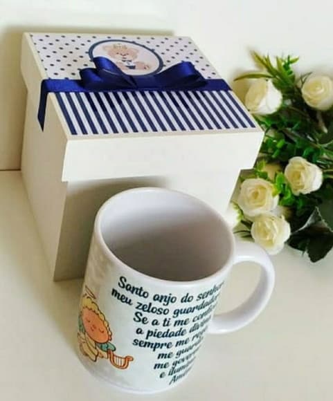 Caixa Convite Padrinhos de Batismo com Caneca - foto 1