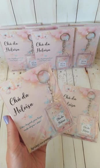 Card com Chaveiro Chá de Bebê Jardim Borboletas - foto 1