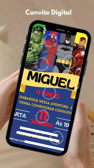 Convite Digital Personalizado Super Heróis - foto 1