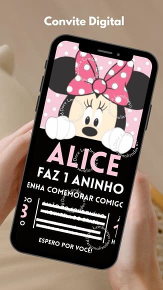 Convite Digital Personalizado Minnie Rosa - foto 1