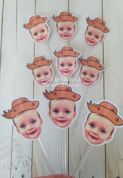 Topper Docinhos Rostinho Chapéu Festa Junina Fazendinha