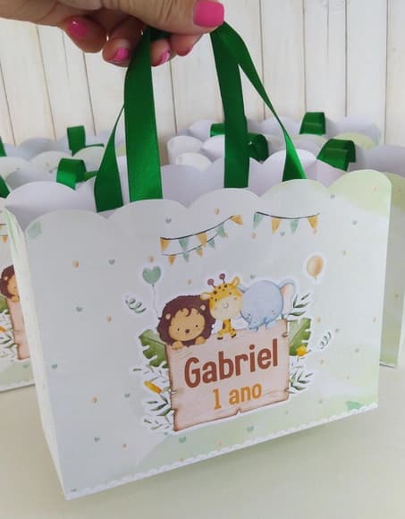 Sacolinha Personalizada Safari Baby Aquarela