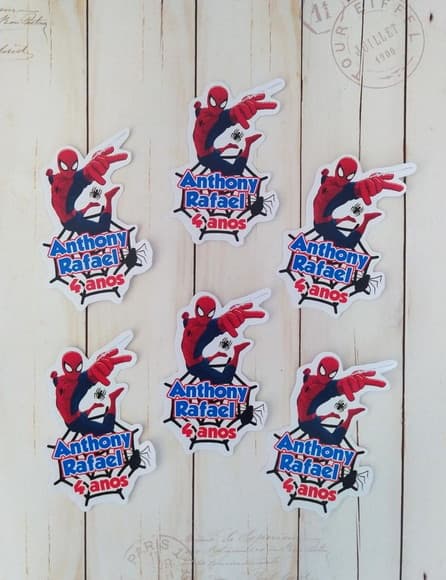 Aplique/tag para Tubetes Homem Aranha
