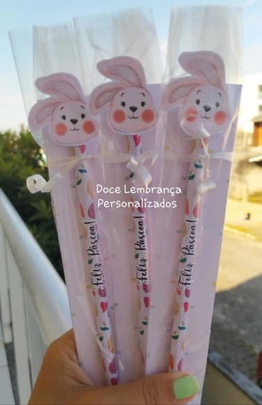 Card com Lápis Personalizado Páscoa Coelhinho Lembrancinha - foto 1