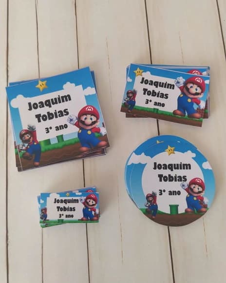 Etiqueta Escolar Super Mario Bros 100 Unidades