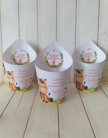 Rótulo + Tag para Mini Suculentas Fazendinha Rosa