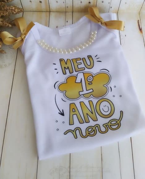 Body Personalizado Meu Primeiro Ano Novo Decorado com Laço