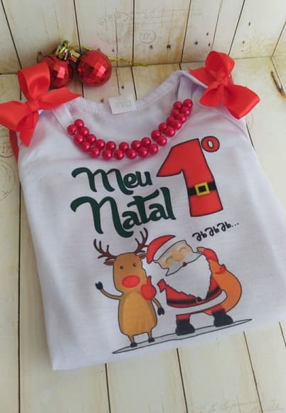 Body Personalizado Meu Primeiro Natal Decorado com Laço