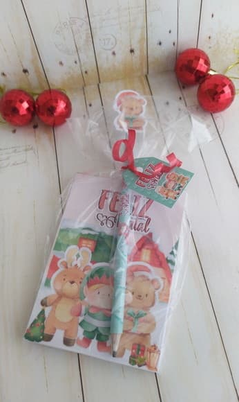 Bloquinho Anotações+ Lápis Personalizado Natal Lembrancinhas