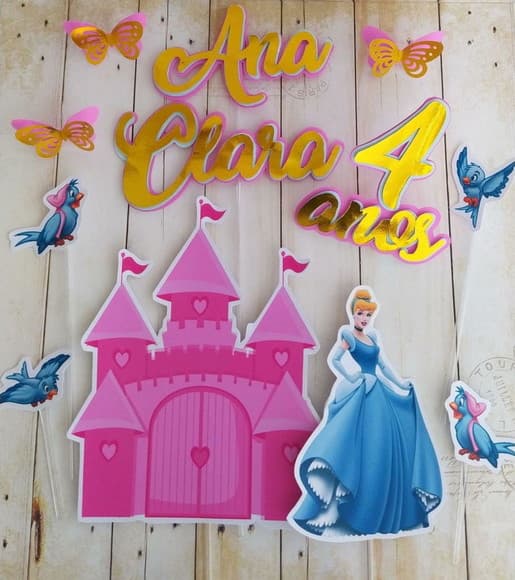 Topper de Bolo Cinderela 3d Personalizado - foto 1