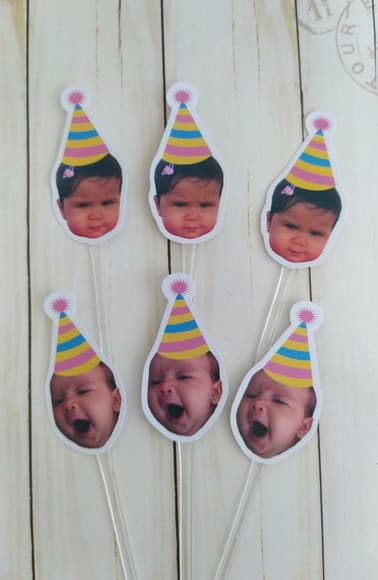 Topper para Docinhos com Foto Rostinho Chapéu Candy 50 Uni.