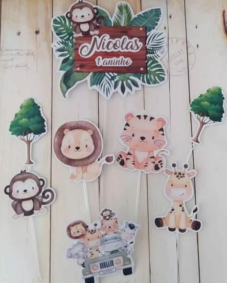 Topper para Bolo Safari Aquarela - foto 1