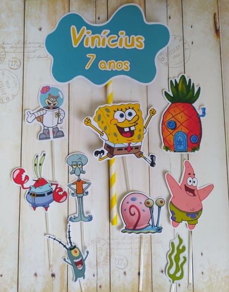 Topper para Bolo Bob Esponja Menino - foto 1