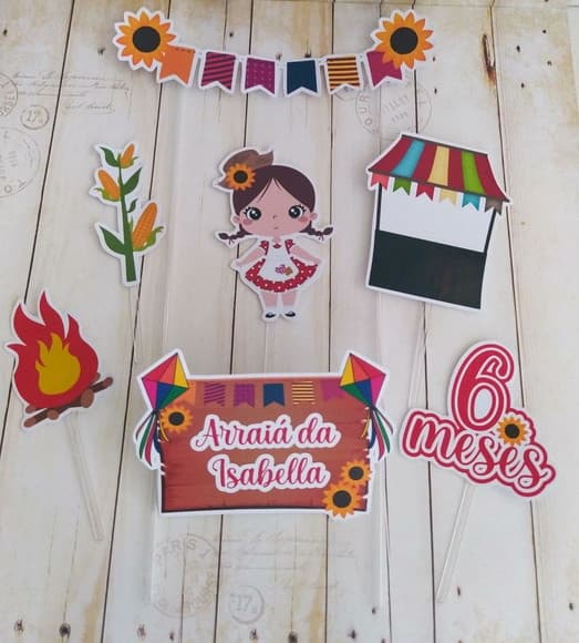 Topper de Bolo Festa Junina/arraiá Mesversario