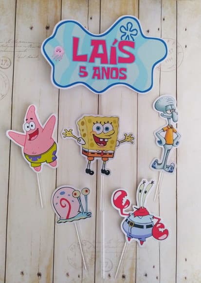 Topper para Bolo Bob Esponja Menina - foto 1