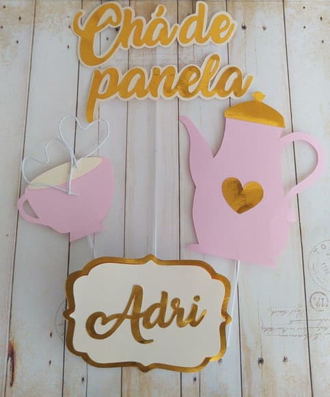 Topper para Bolo Chá de Panela 3d - foto 1