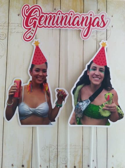 Topper para Bolo com Foto e Chapéu Aniversário Adulto Mulher