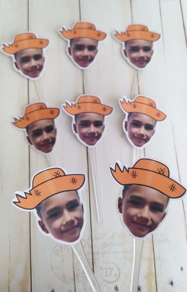 Topper para Docinhos com Foto Rostinho Chapéu Festa Junina