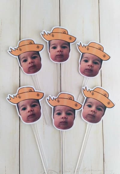 Topper para Docinhos com Foto Rostinho Chapéu Festa Junina