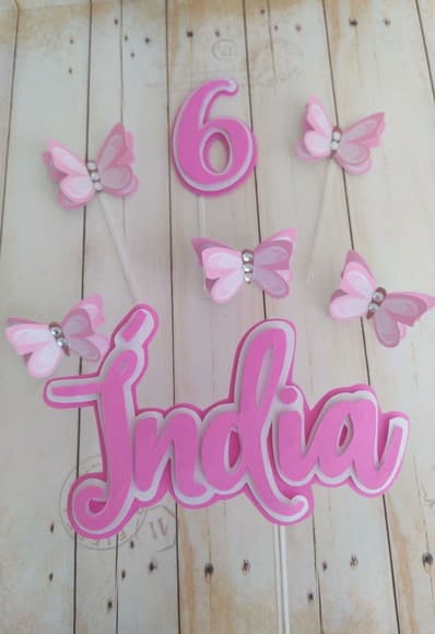 Topper para Bolo Borboletas 3d Rosa - foto 1