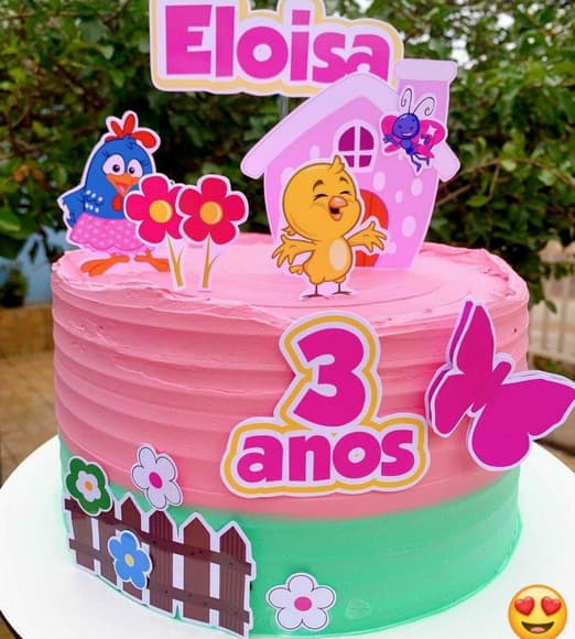 Topper para Bolo Galinha Pintadinha Rosa